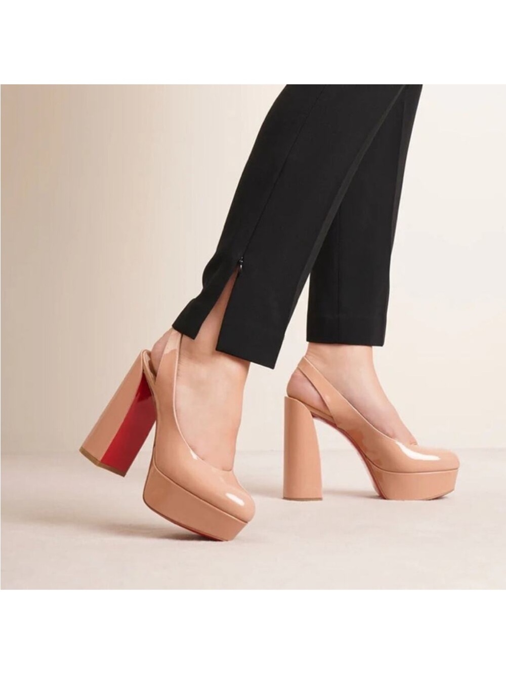 Christian Louboutin Blush Patent Slingback Platform Pump - Picture 2 of 13